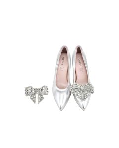 Diamond Bow Clip in Silver