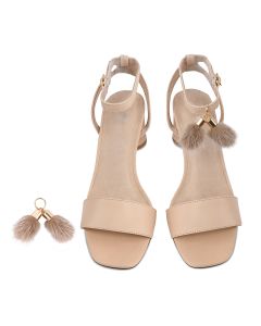 Mink Pom Pom in Beige
