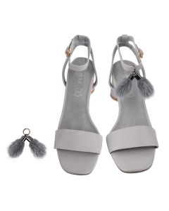 Mink Pom Pom in Grey