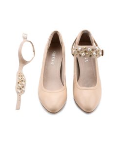 Pearl & Studs Strap in Cream