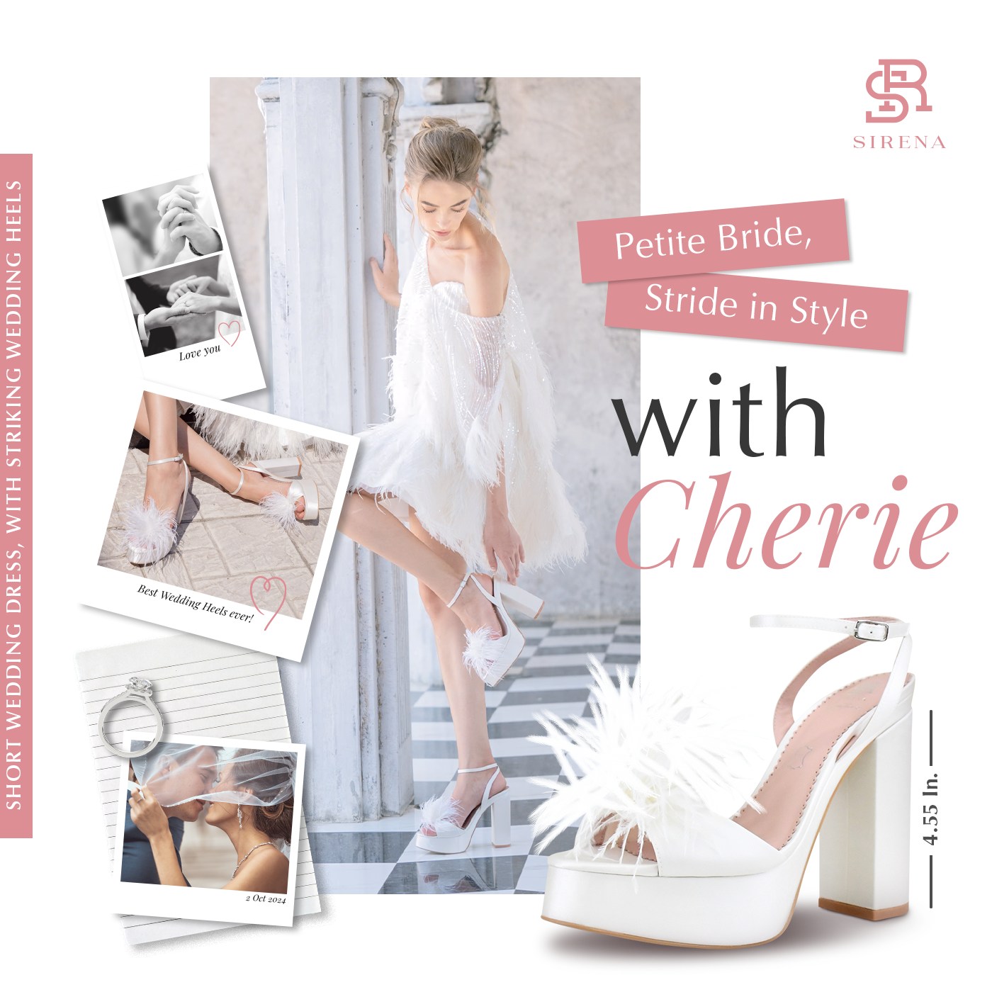 Short Wedding Dress, with Striking Wedding Heels